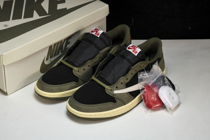 travis scott x air jordan 1 low "black olive" dm7866-002