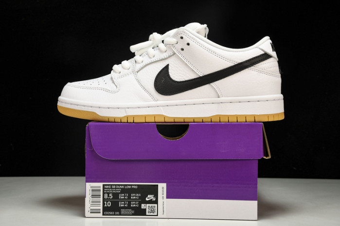 nike sb dunk low pro white gum - cd2563-101