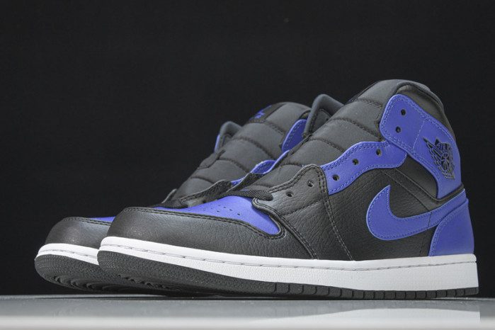 jordan 1 mid hyper royal tumbled leathe 554724-077