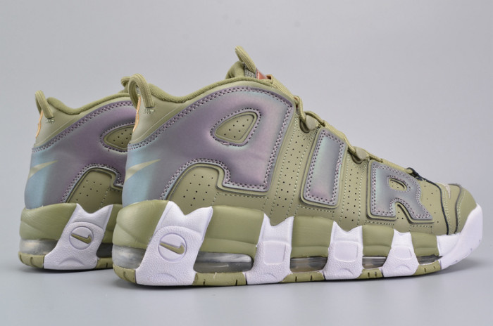 nike air more uptempo “iridescent” dark stucco/white 917593-001